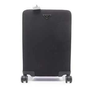 Prada Trolley Carry Bag Saffiano Leather Black Suitcase